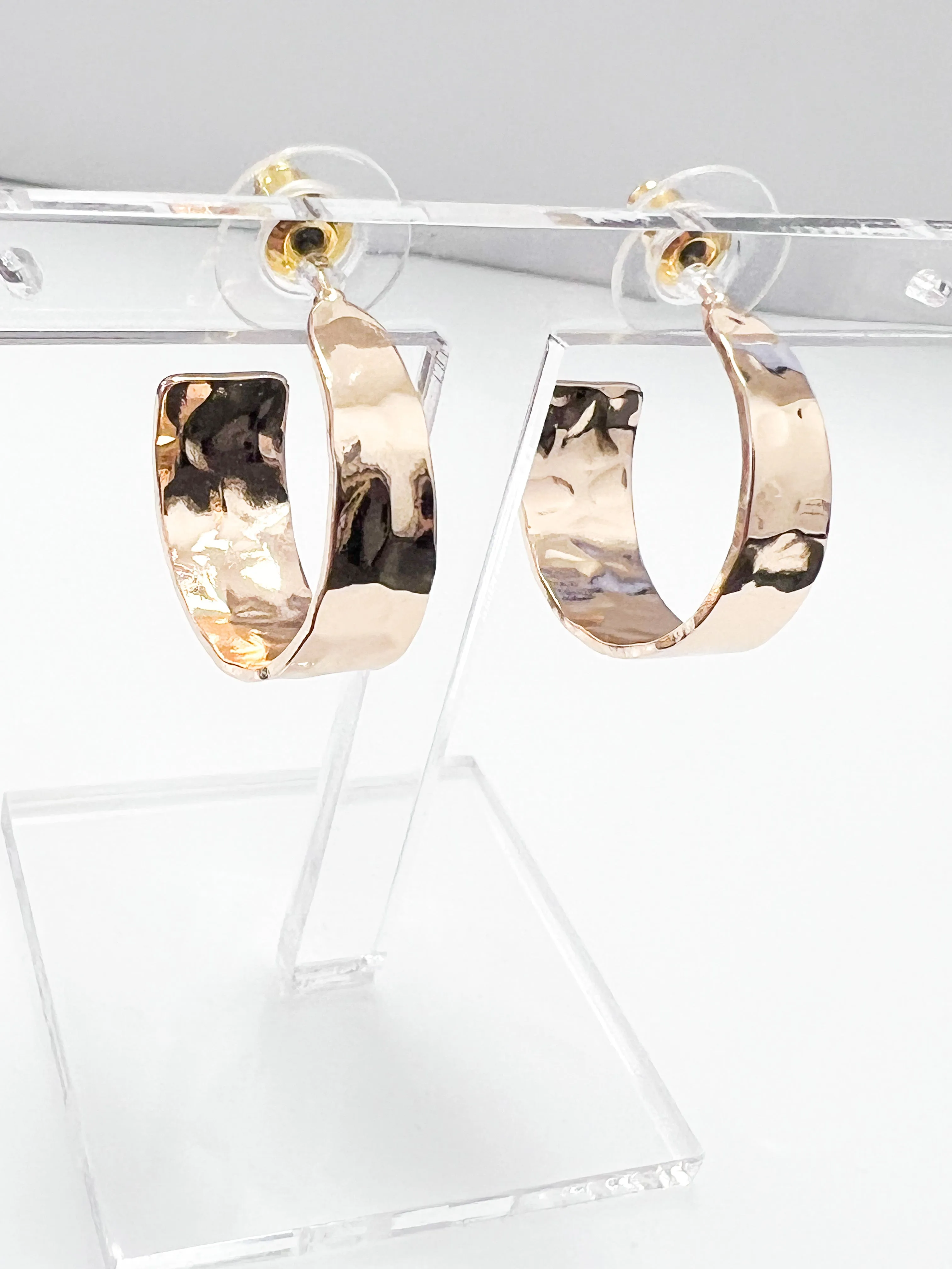 Emma - Hammered Gold Hoop Earrings