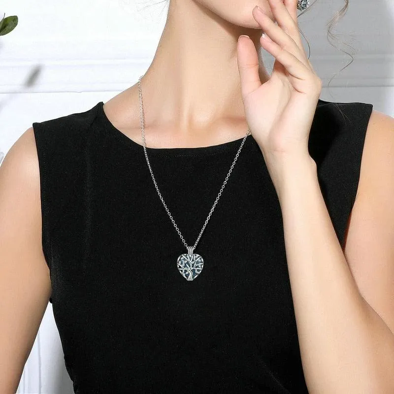 Eudora 20mm Lava Necklace Pendant Heart Volcanic Stone Tree of life Cage Pendant Necklace For DIY Essential Oil Perfume KFC10N20