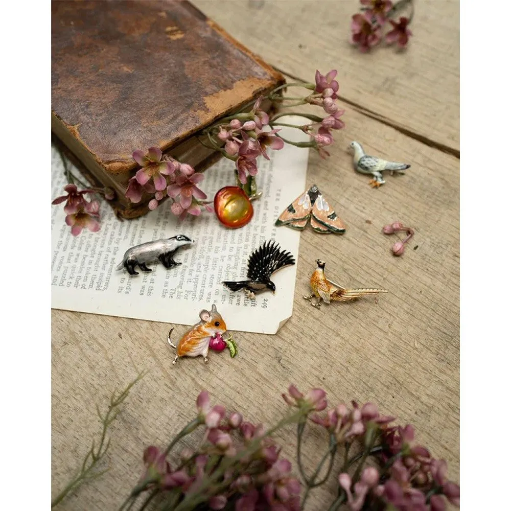 Fable England 4cm Gold Plated Moth Brooch