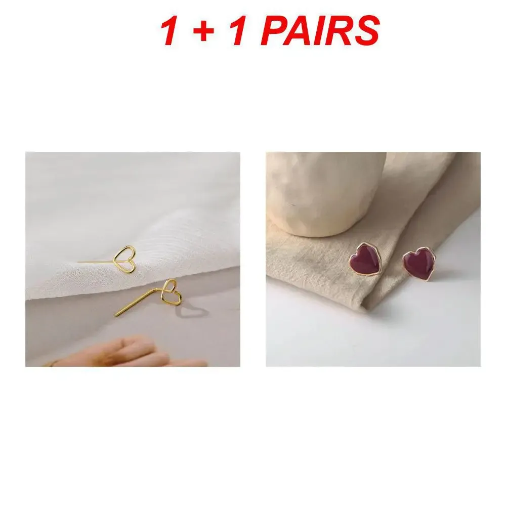 Fashion Ear Nails Heart Stud Earrings Zircon Vintage For Women Girl's Daily Wear Wedding Party Birthday Gift Jewelry Accessories