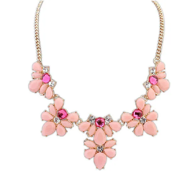 Fashion New Gold Plated Elegant Flower Crystal Choker Necklace Women Statement Necklaces & Pendants Gift