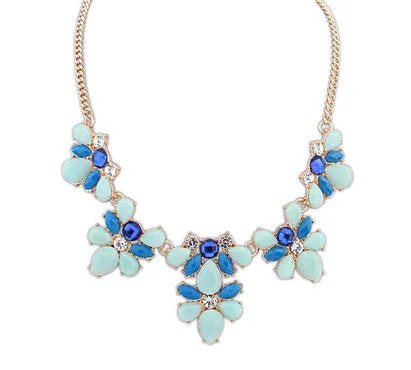 Fashion New Gold Plated Elegant Flower Crystal Choker Necklace Women Statement Necklaces & Pendants Gift