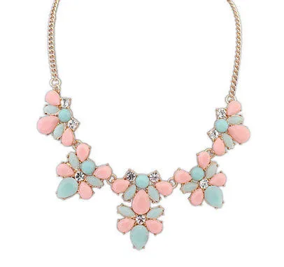 Fashion New Gold Plated Elegant Flower Crystal Choker Necklace Women Statement Necklaces & Pendants Gift
