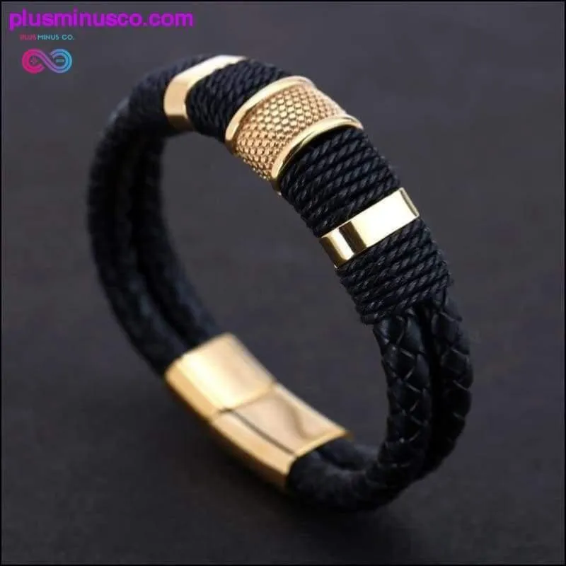 Genuine Leather Bracelet Men Homme Multi-layer