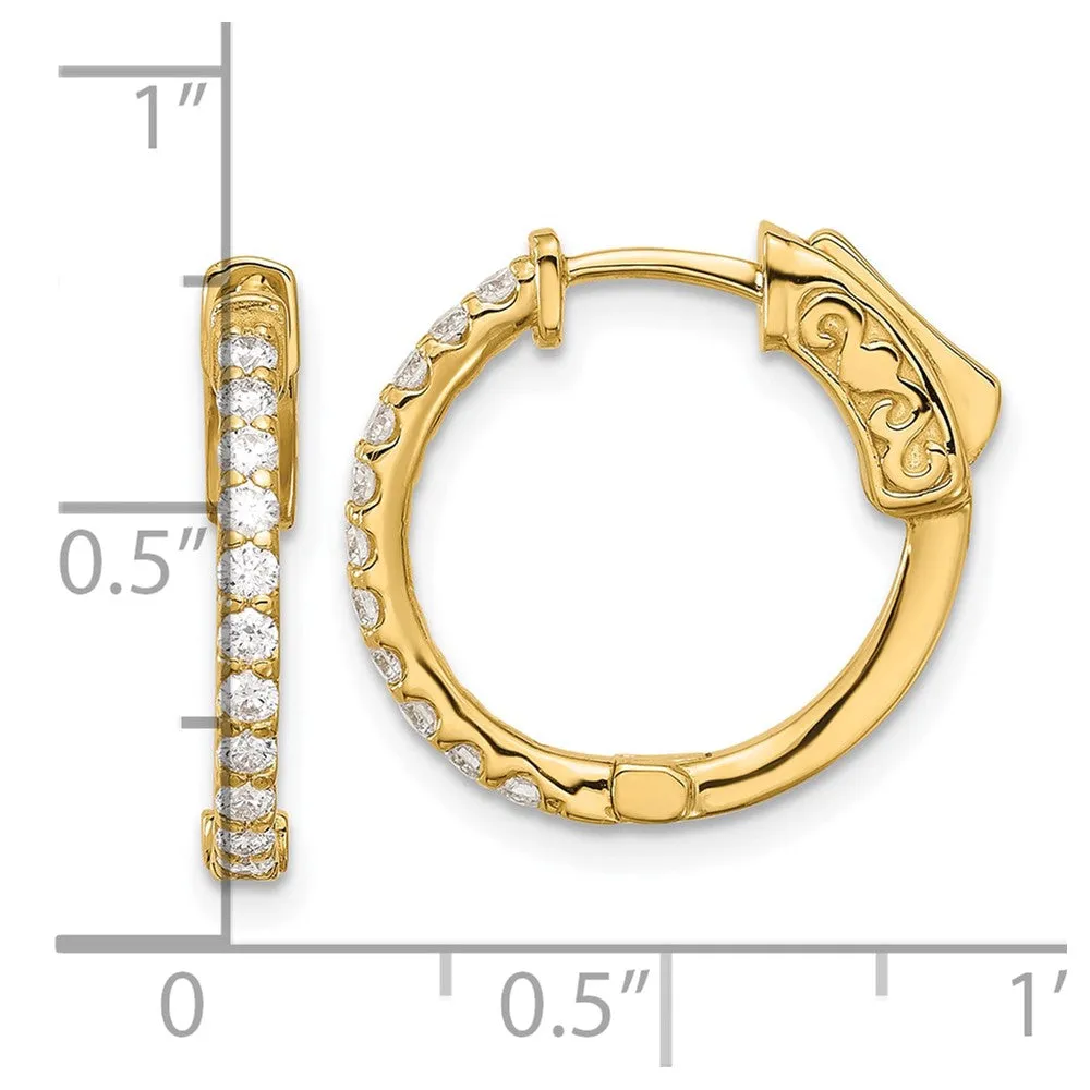 Gold 0.44ct 22-1.7mm Round Hoop with Safety Clasp Diamond Earrings - Model XE3256AA