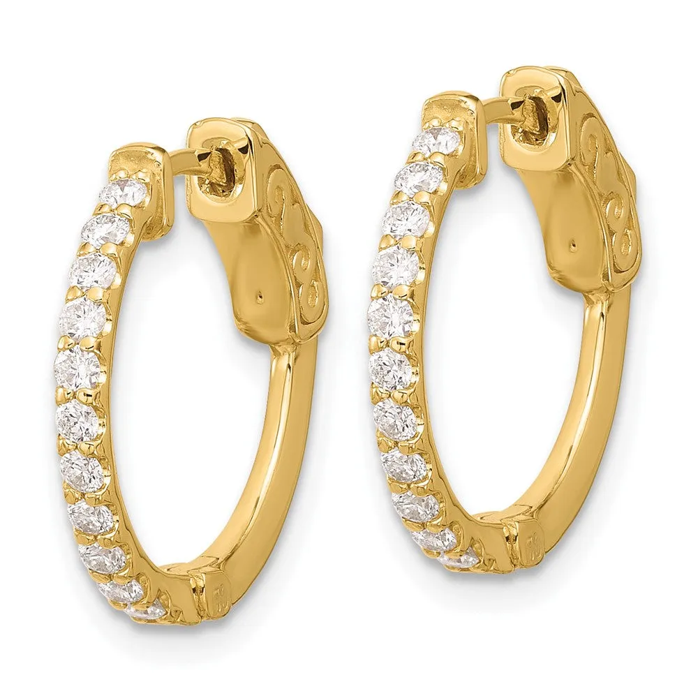 Gold 0.44ct 22-1.7mm Round Hoop with Safety Clasp Diamond Earrings - Model XE3256AA