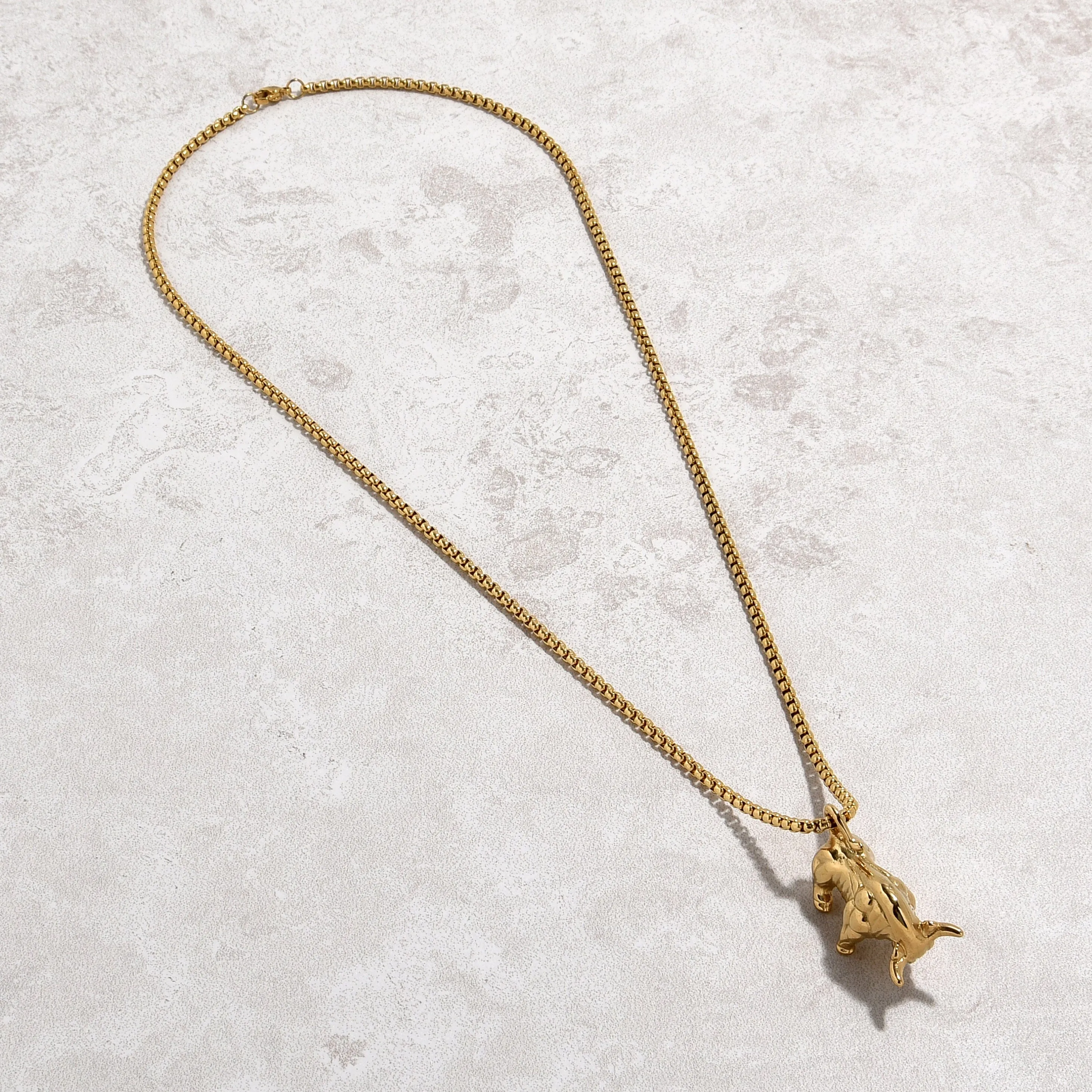 Gold Bull Steel Hearts Necklace