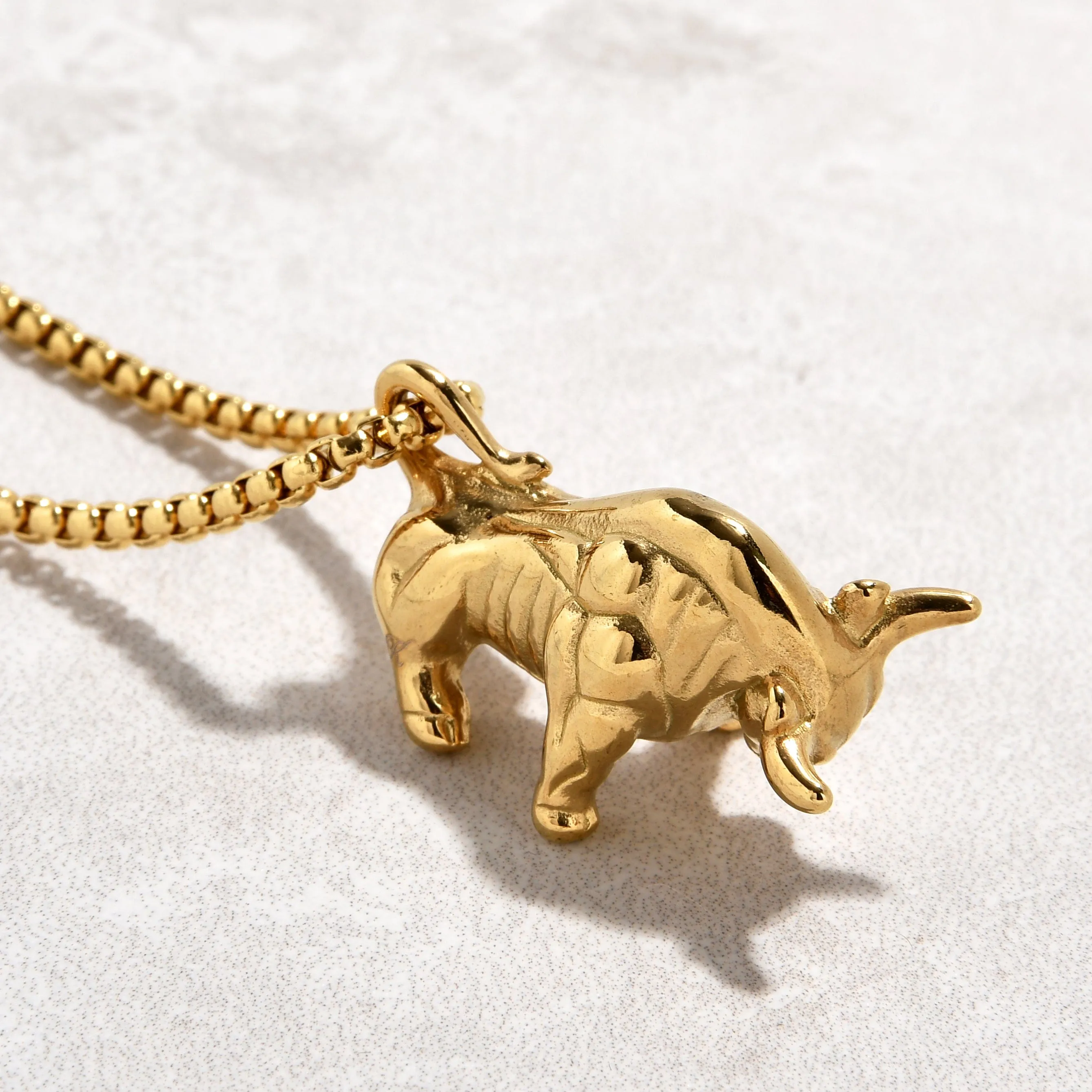 Gold Bull Steel Hearts Necklace