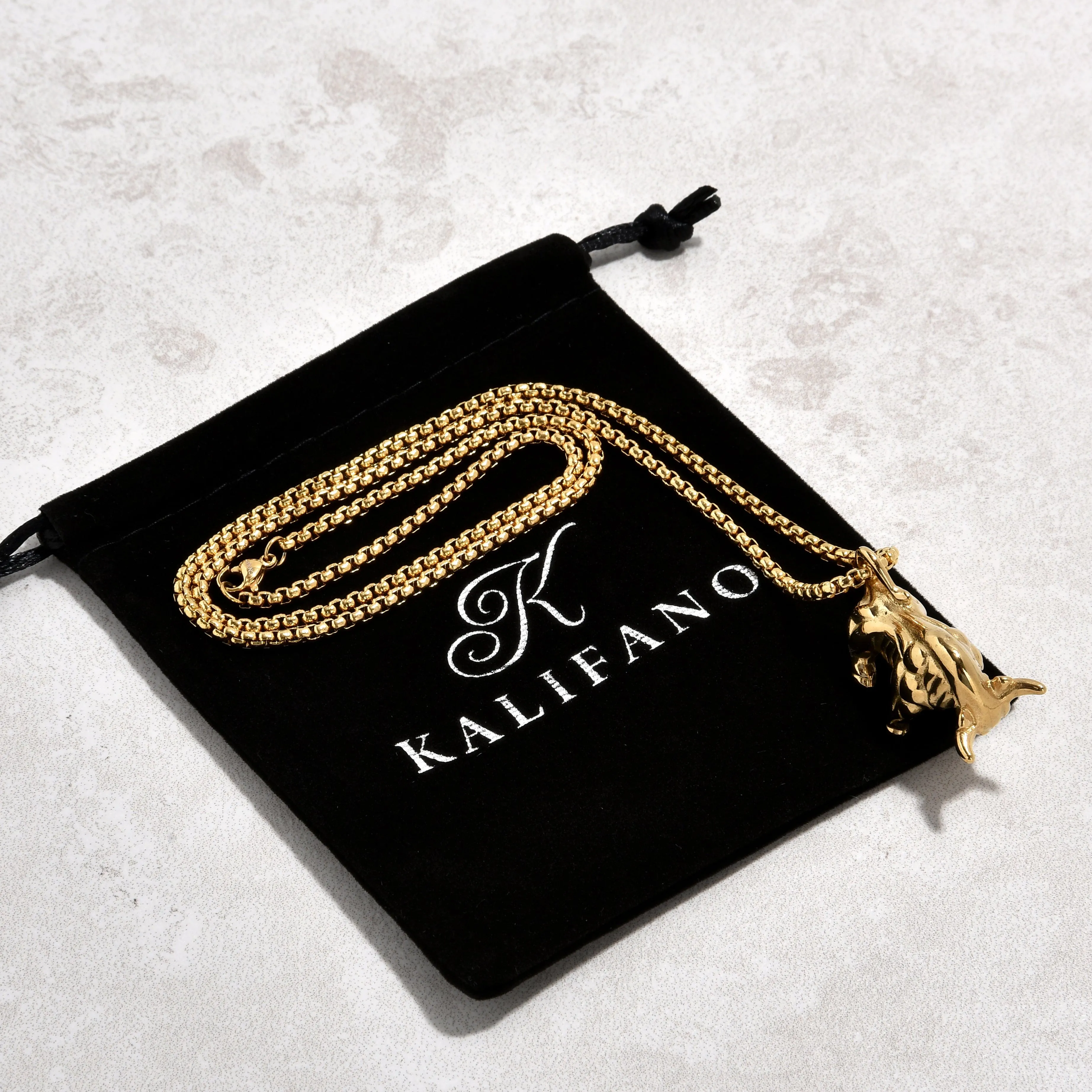 Gold Bull Steel Hearts Necklace