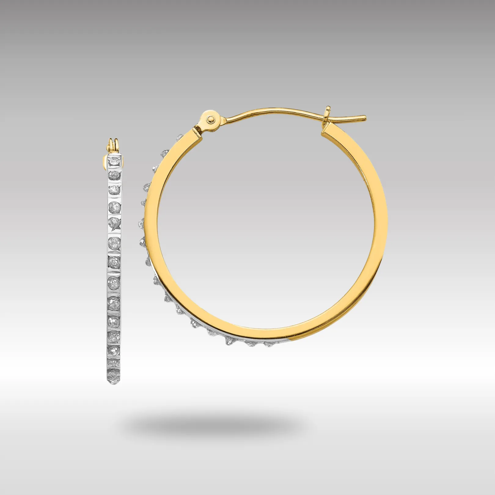 Gold Diamond Fascination Round Hinged Hoop Earrings - Model DF149