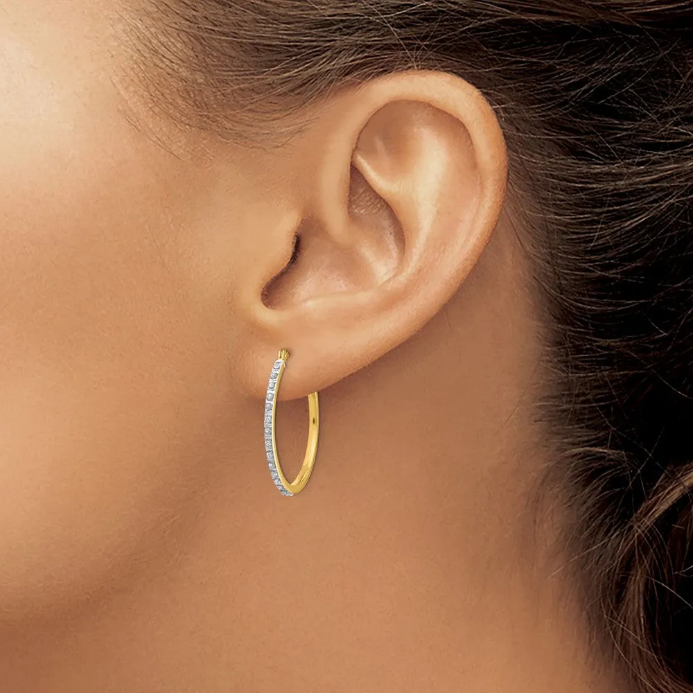 Gold Diamond Fascination Round Hinged Hoop Earrings - Model DF149