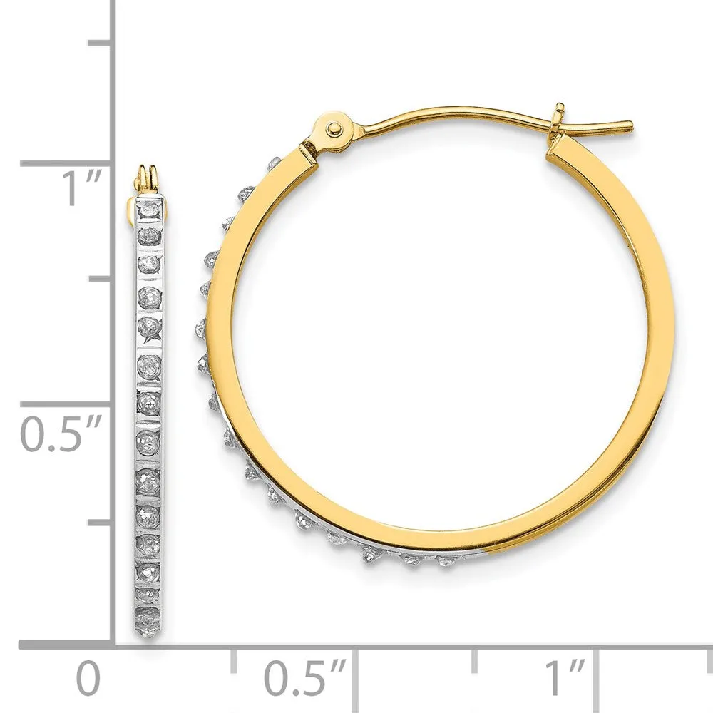Gold Diamond Fascination Round Hinged Hoop Earrings - Model DF149