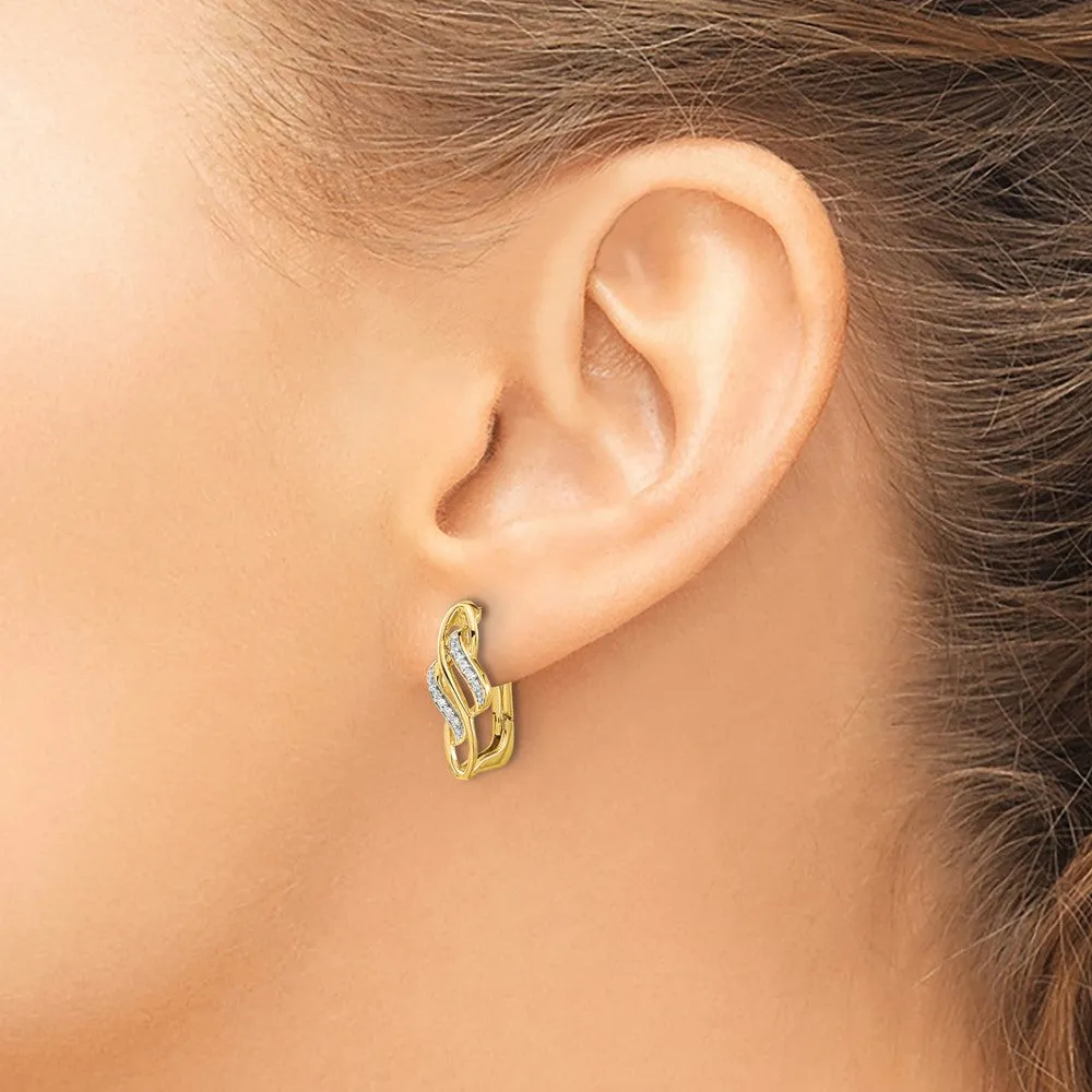 Gold Diamond Hinged Hoop Earrings - Model EM5444-005-YA
