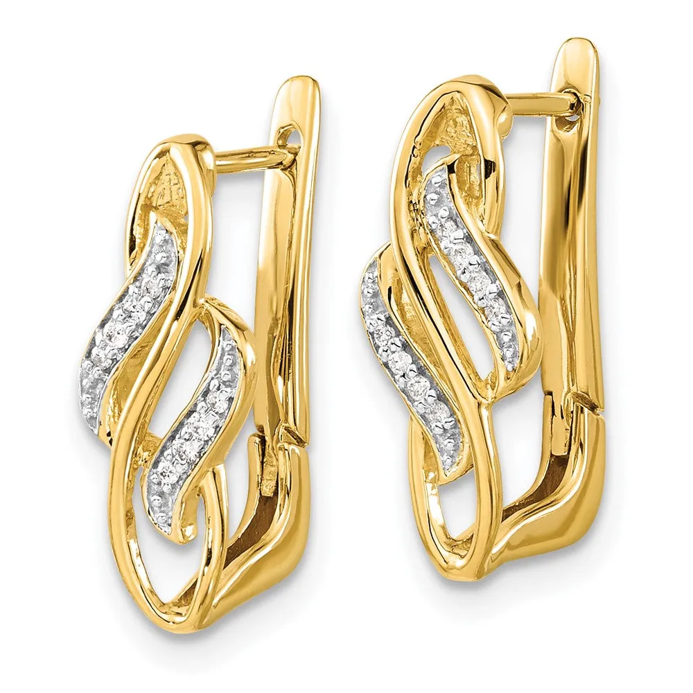 Gold Diamond Hinged Hoop Earrings - Model EM5444-005-YA