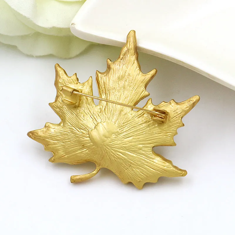 Gold or Silver Leaf Rhinestone Brooch BR-605s
