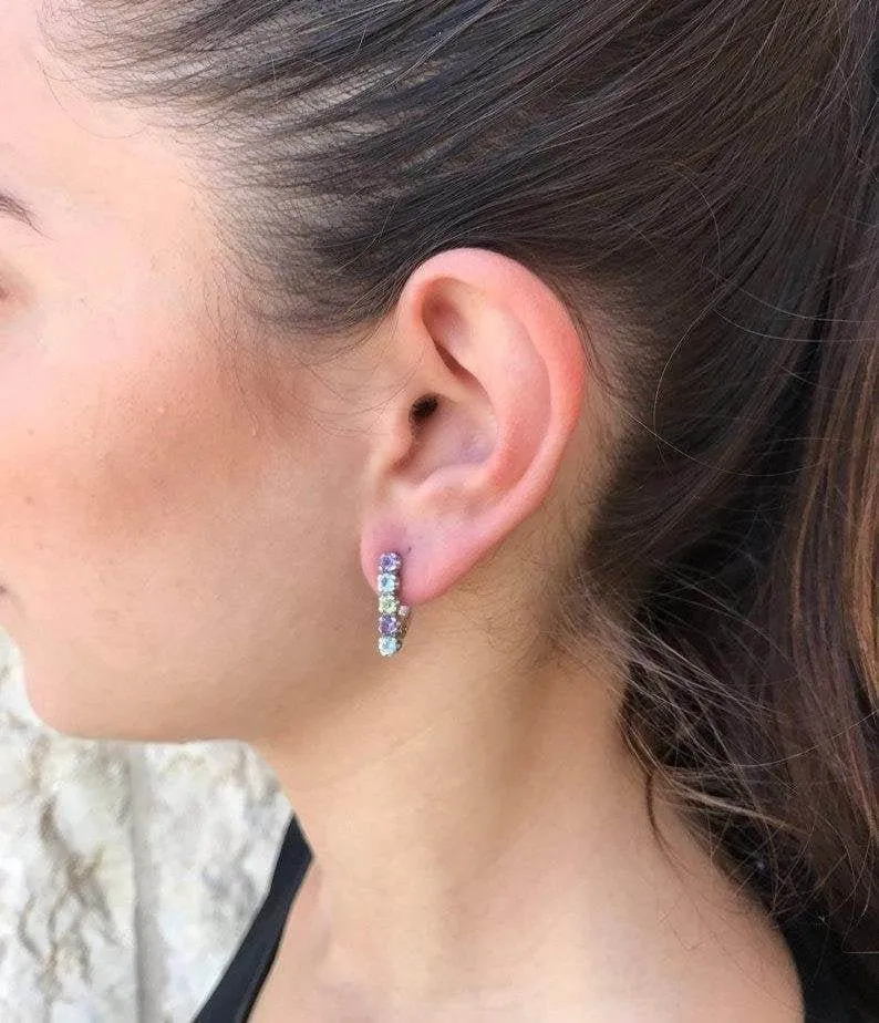 Gold Sapphire Earrings - Natural Sapphire Earrings, September Birthstone Earrings