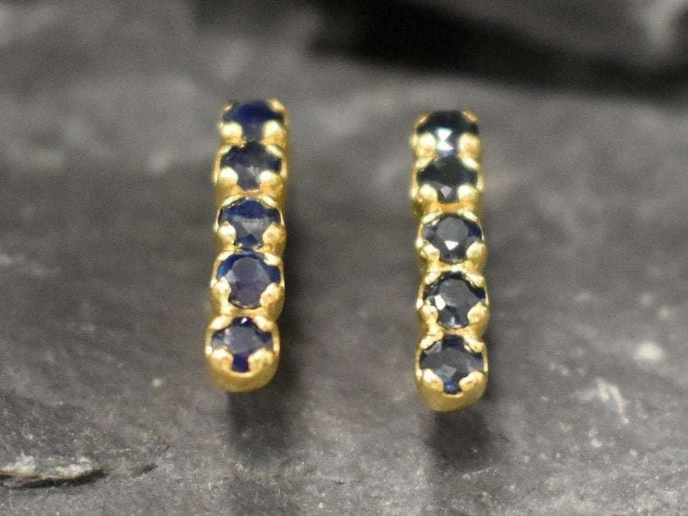 Gold Sapphire Earrings - Natural Sapphire Earrings, September Birthstone Earrings