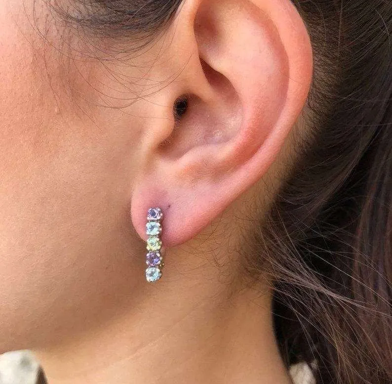 Gold Sapphire Earrings - Natural Sapphire Earrings, September Birthstone Earrings