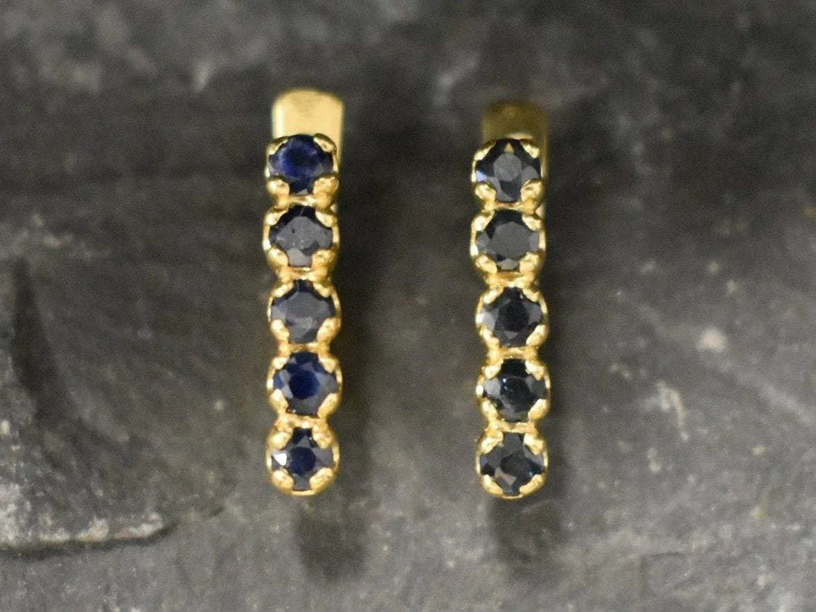 Gold Sapphire Earrings - Natural Sapphire Earrings, September Birthstone Earrings