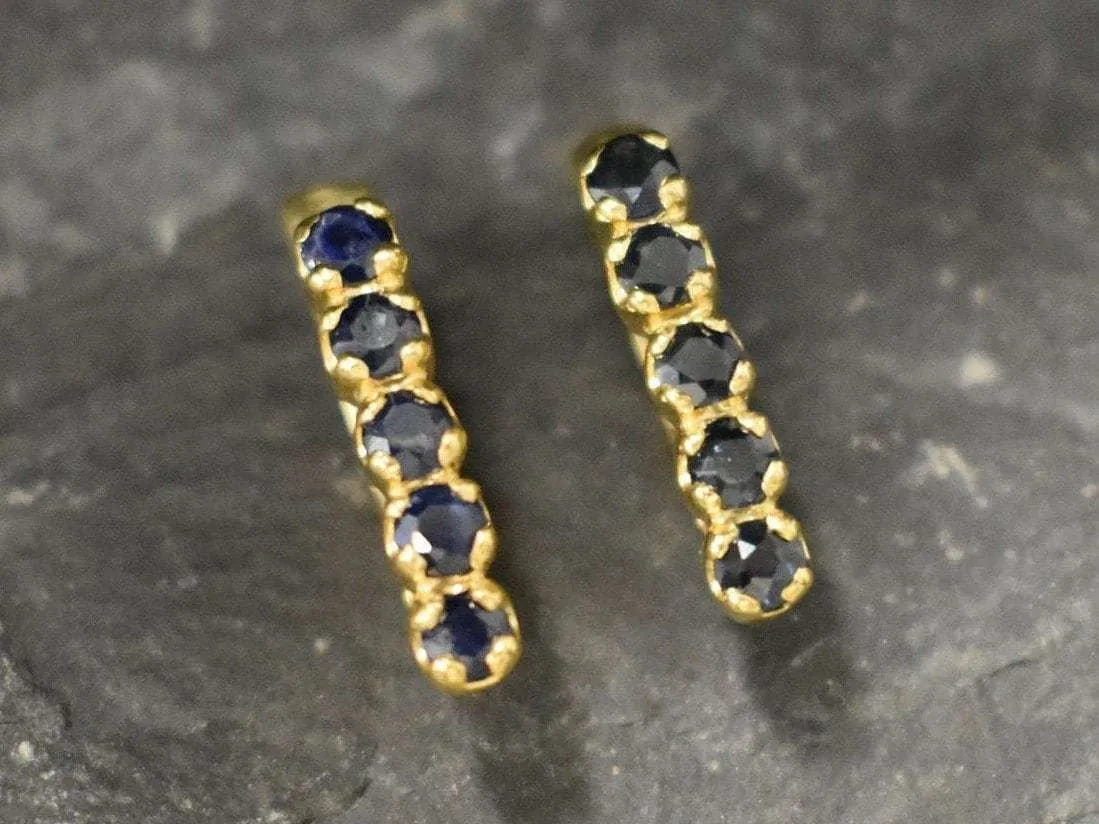 Gold Sapphire Earrings - Natural Sapphire Earrings, September Birthstone Earrings