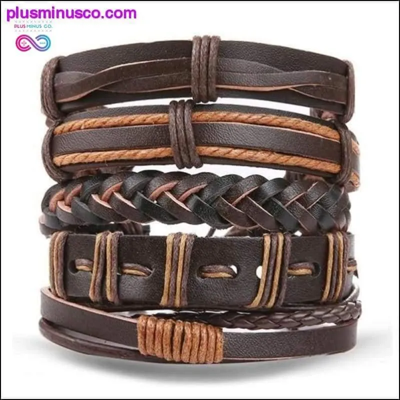 Hand-knitted Multi-layer Leather Feather Leaf Bracelet and