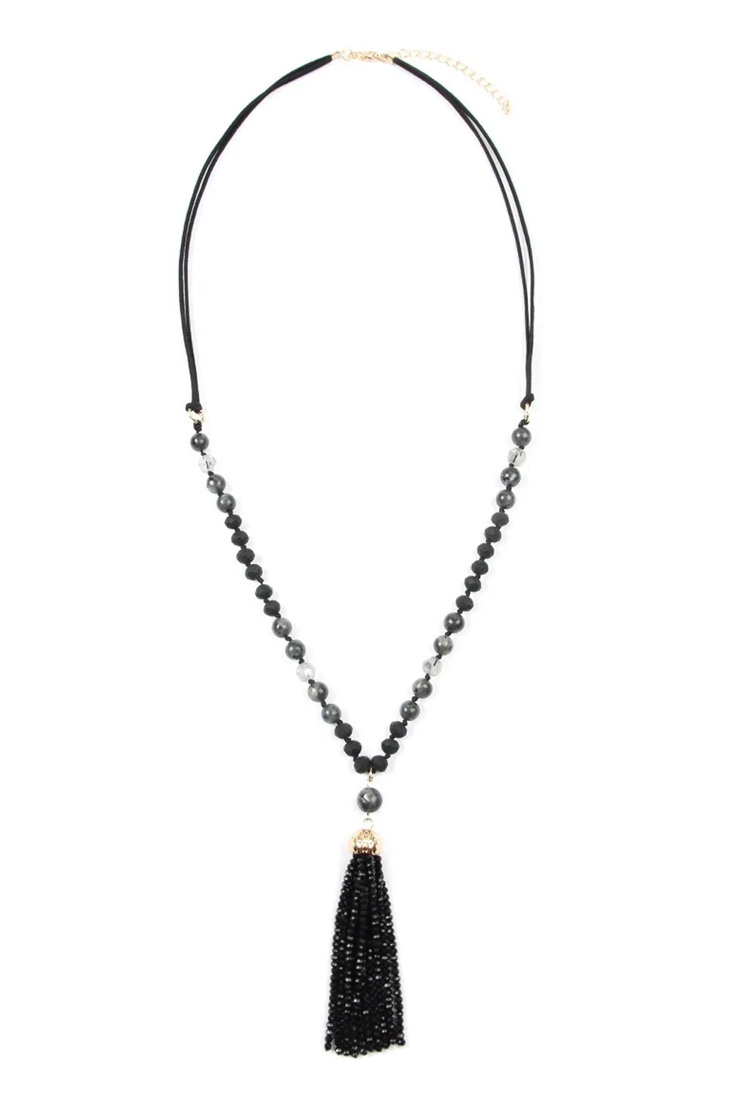Hdn2237 - Beaded Tassel Pendant Necklace