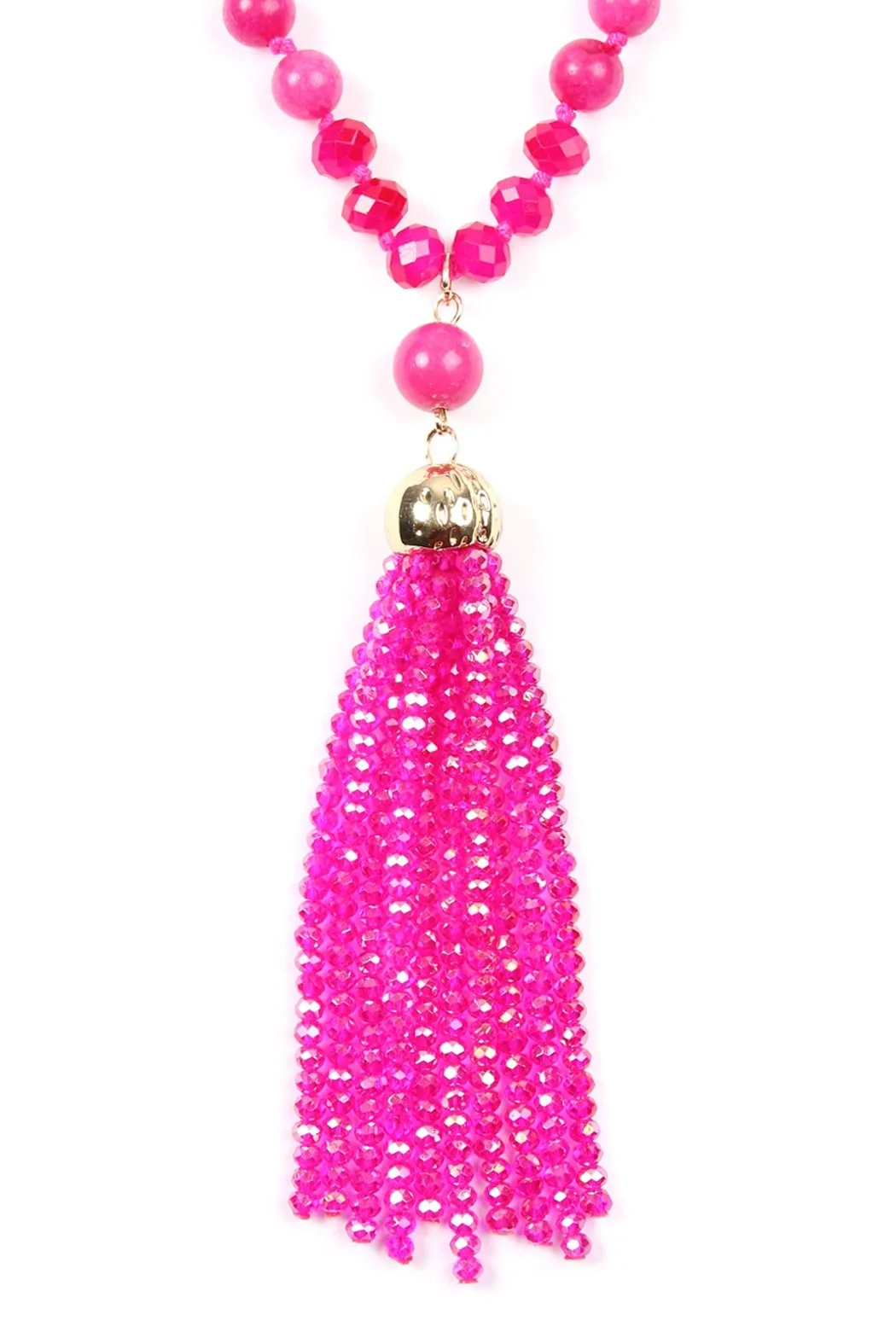 Hdn2237 - Beaded Tassel Pendant Necklace