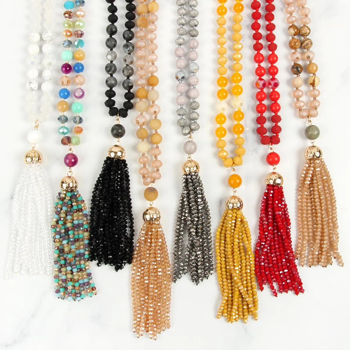 Hdn2237 - Beaded Tassel Pendant Necklace