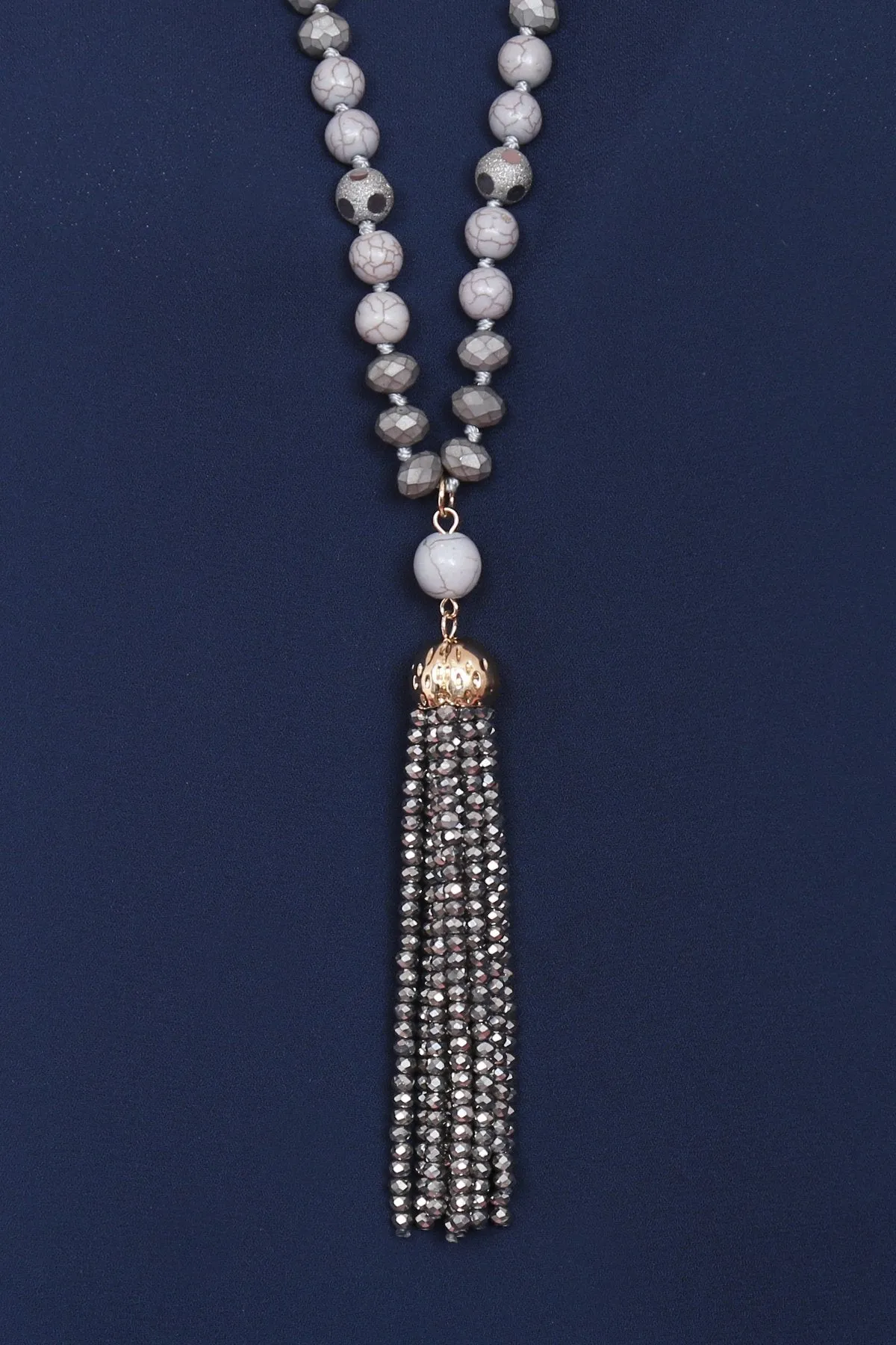 Hdn2237 - Beaded Tassel Pendant Necklace