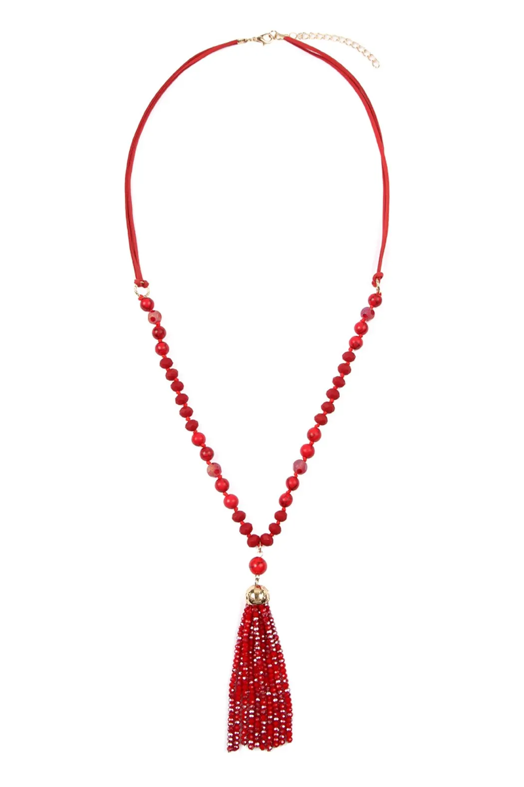 Hdn2237 - Beaded Tassel Pendant Necklace