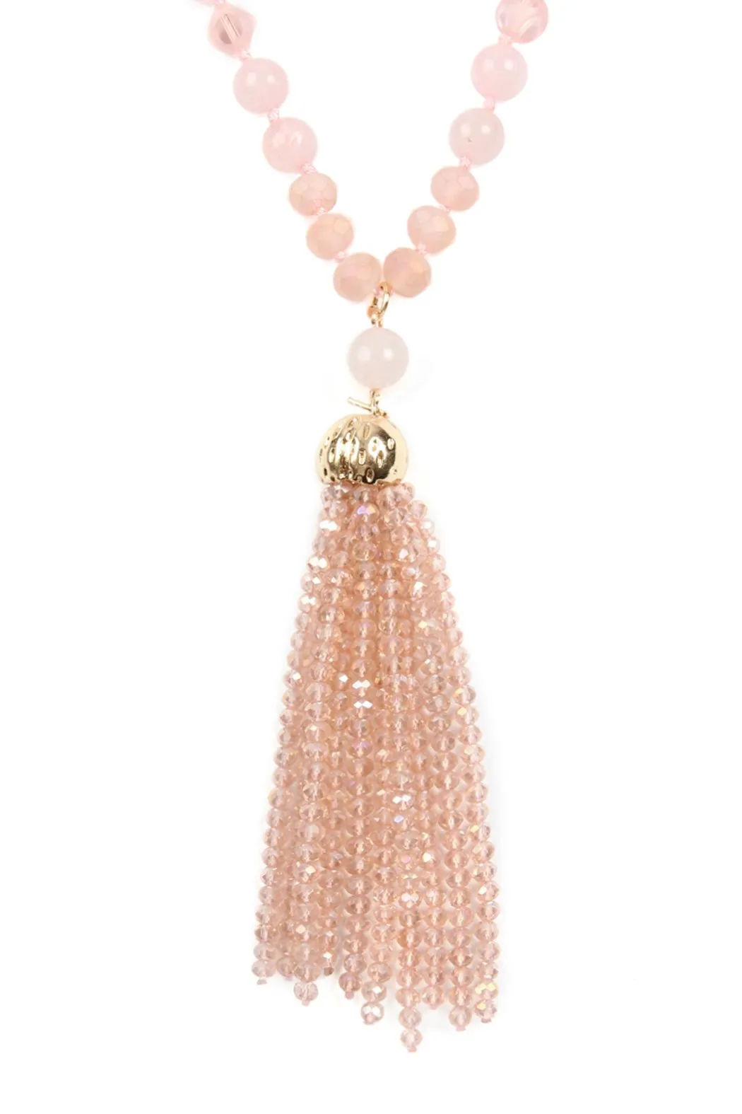 Hdn2237 - Beaded Tassel Pendant Necklace