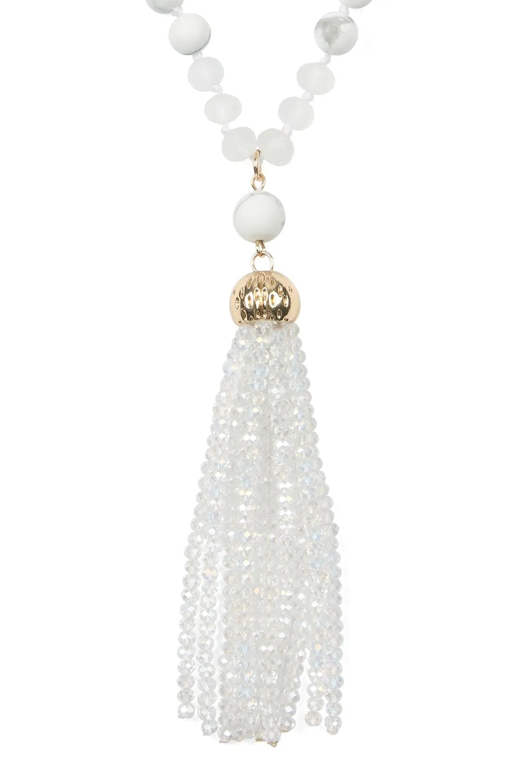 Hdn2237 - Beaded Tassel Pendant Necklace