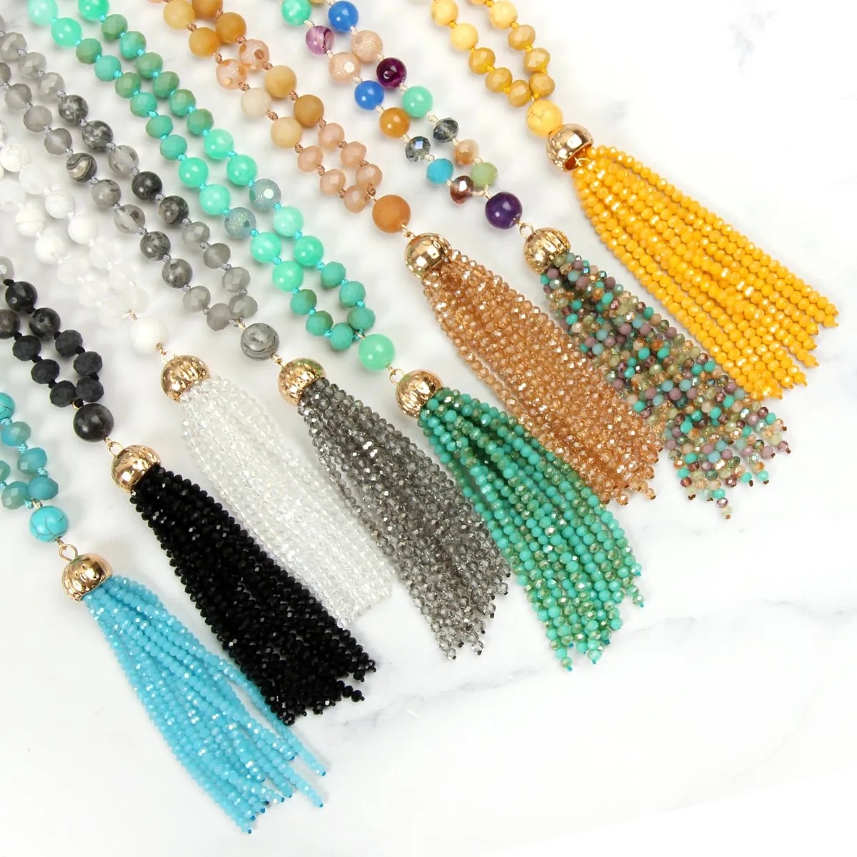 Hdn2237 - Beaded Tassel Pendant Necklace