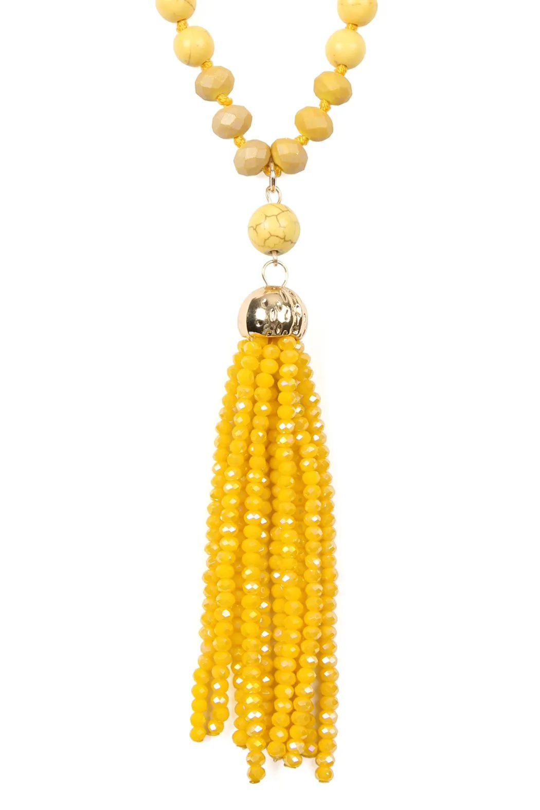 Hdn2237 - Beaded Tassel Pendant Necklace