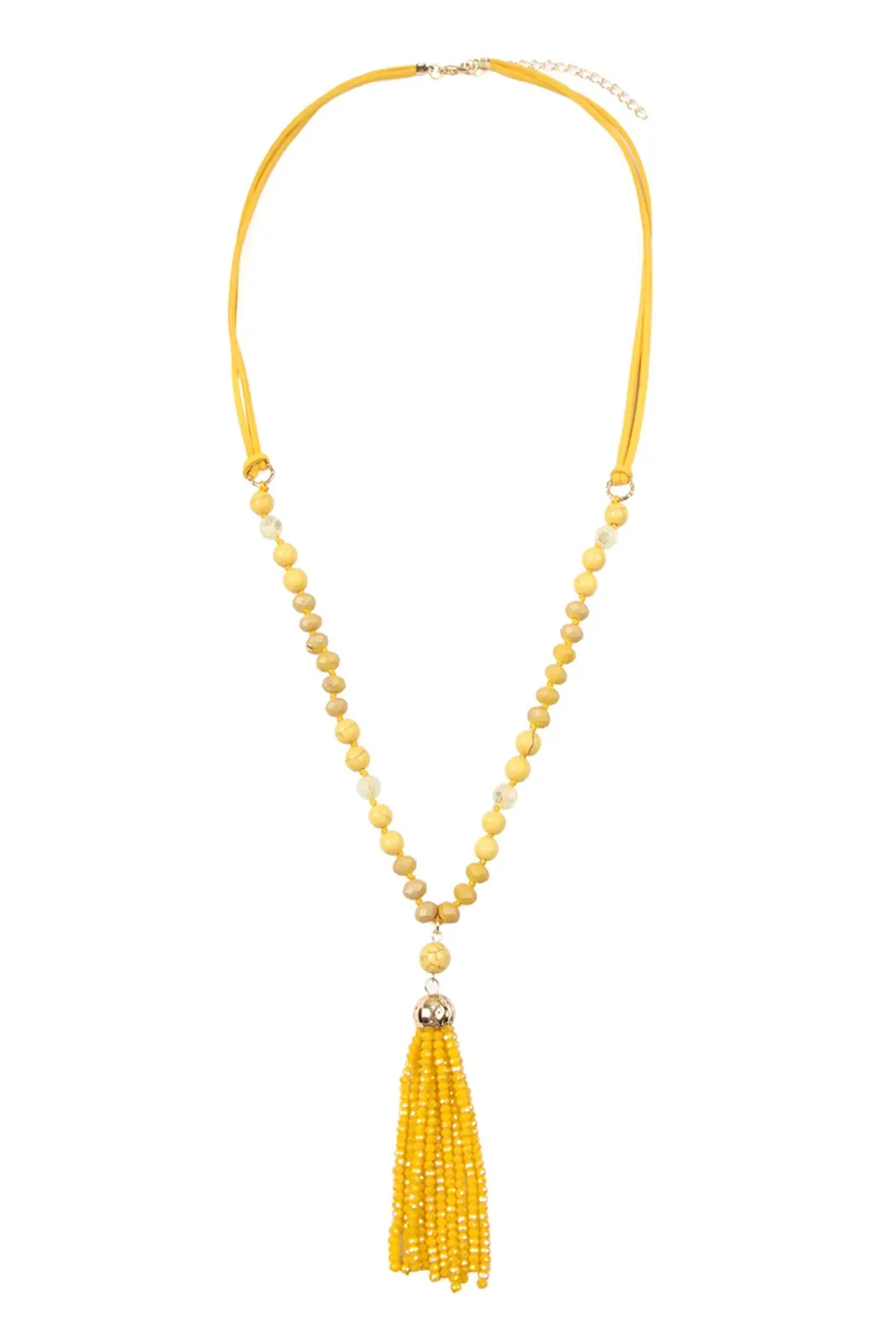 Hdn2237 - Beaded Tassel Pendant Necklace