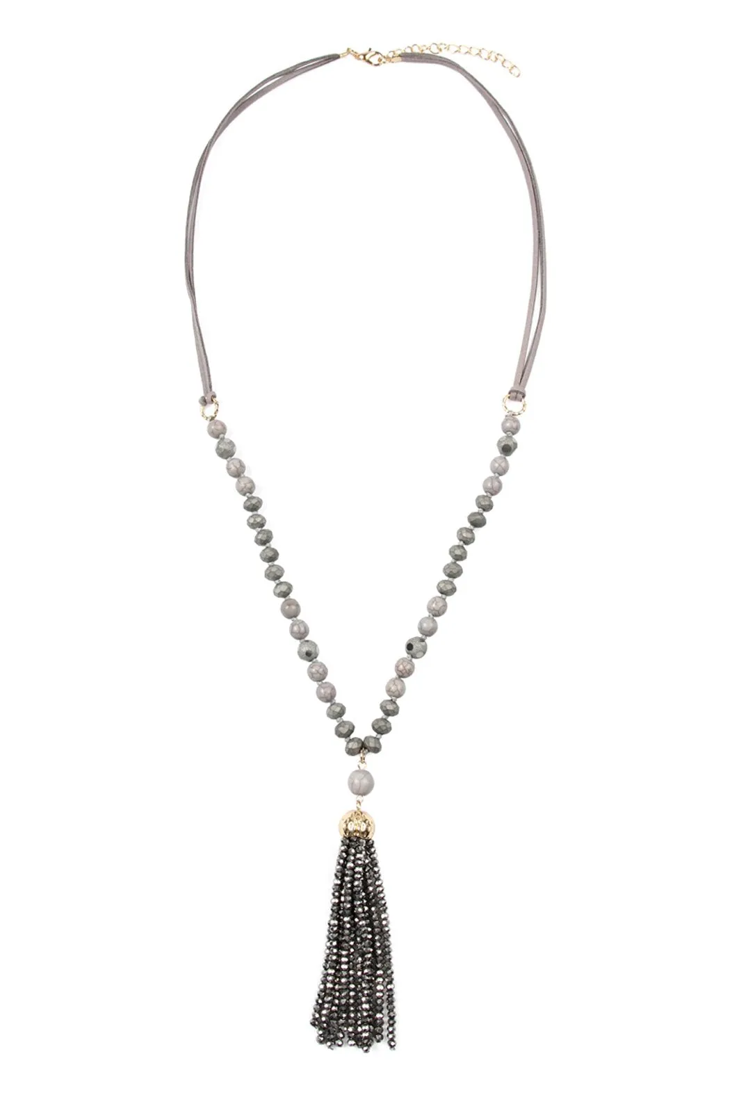 Hdn2237 - Beaded Tassel Pendant Necklace