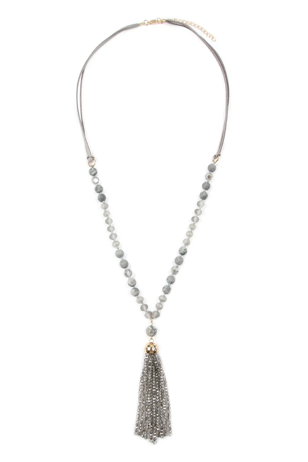 Hdn2237 - Beaded Tassel Pendant Necklace