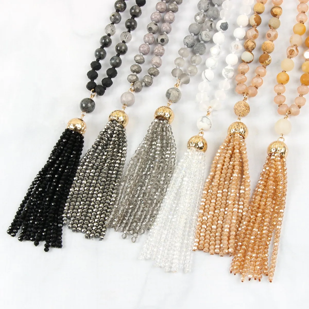 Hdn2237 - Beaded Tassel Pendant Necklace