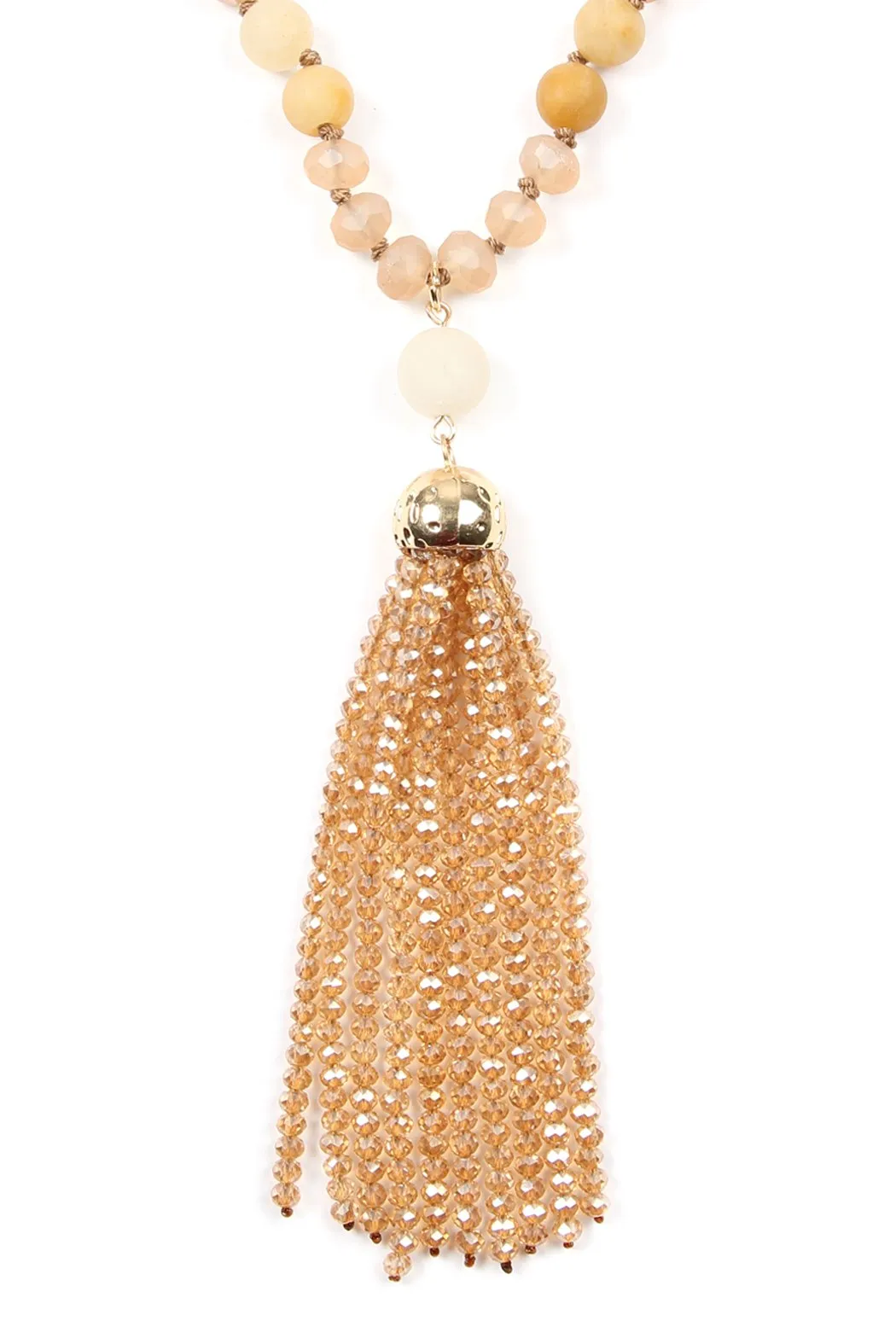 Hdn2237 - Beaded Tassel Pendant Necklace
