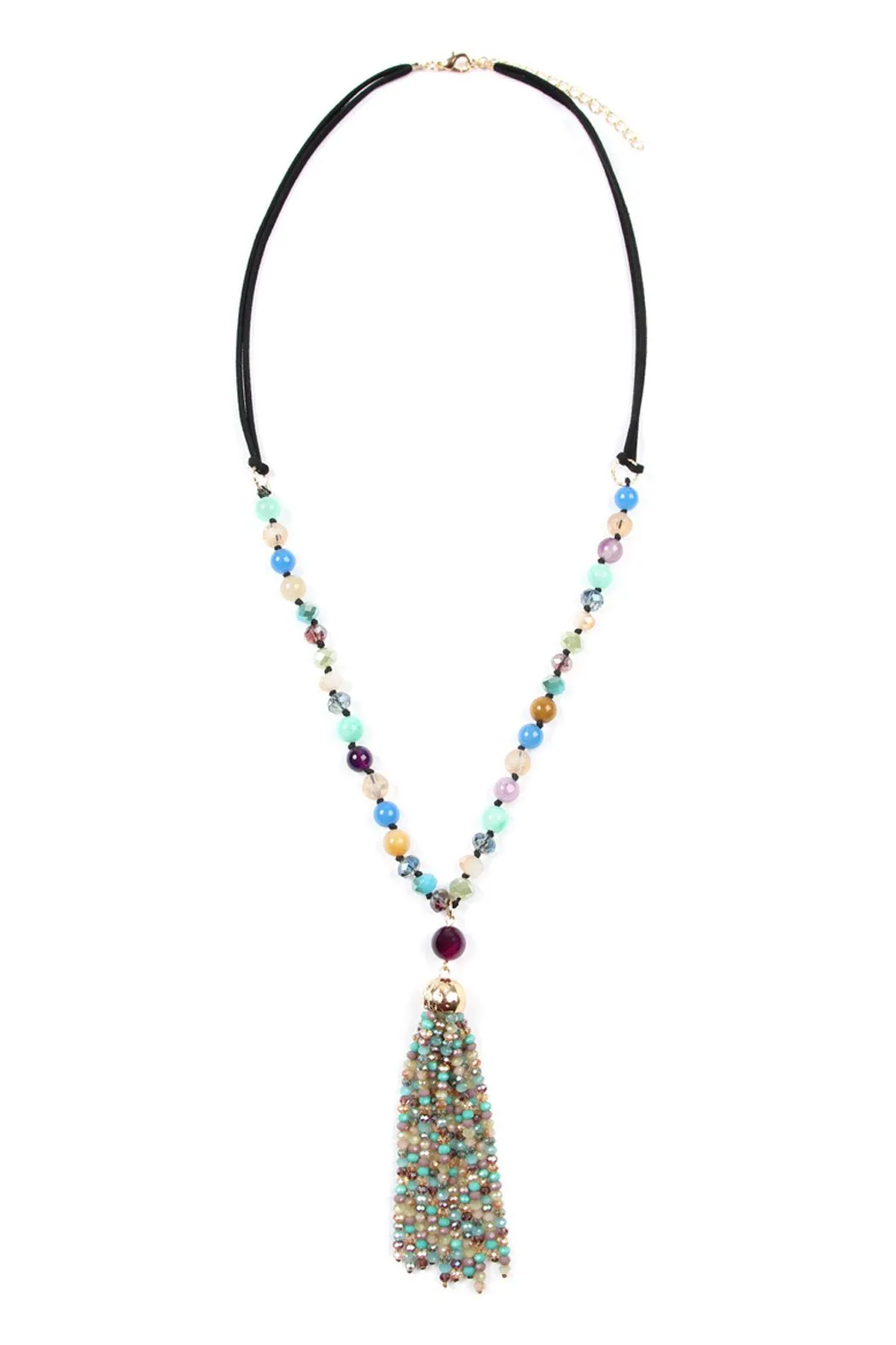 Hdn2237 - Beaded Tassel Pendant Necklace