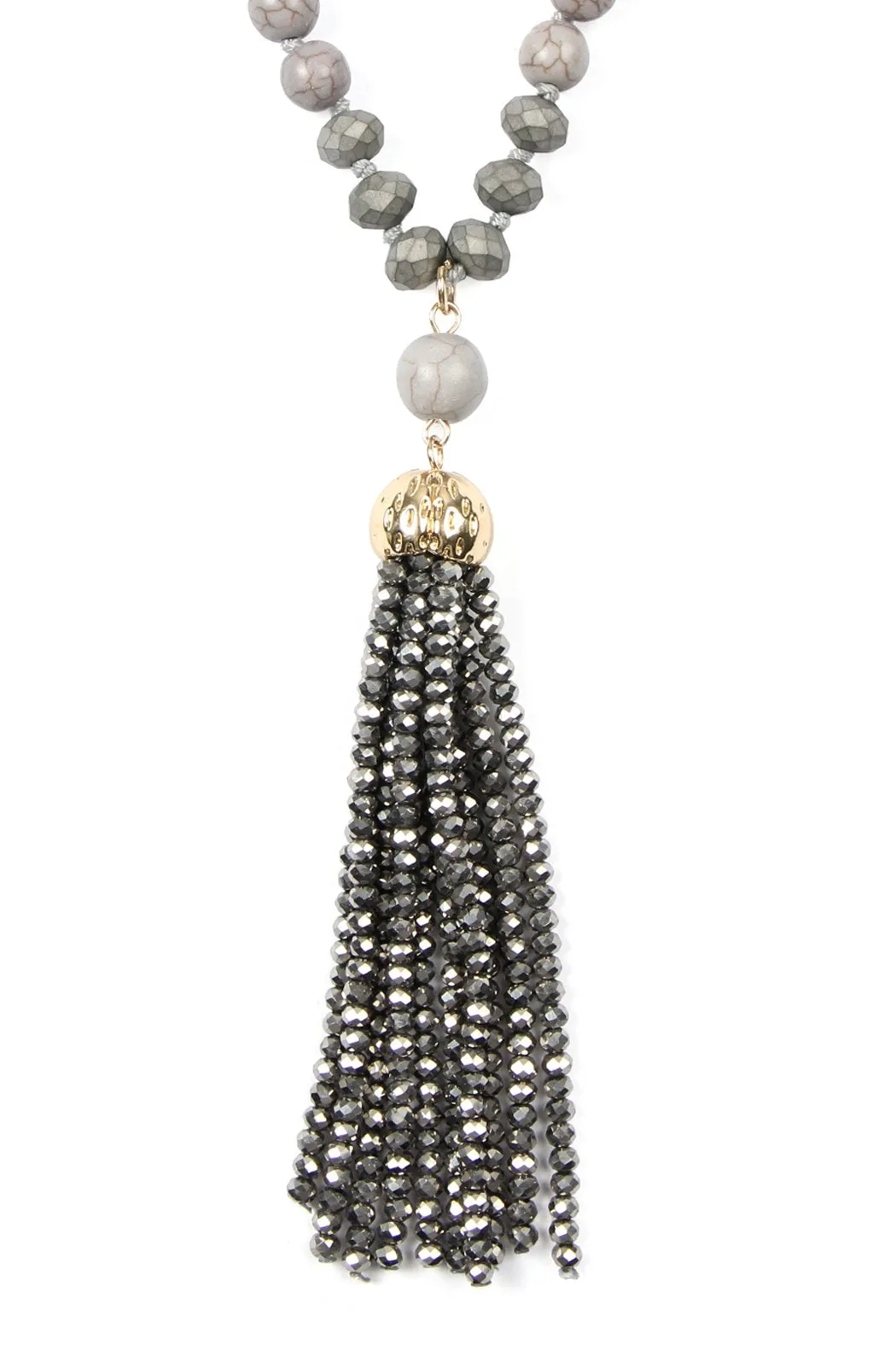 Hdn2237 - Beaded Tassel Pendant Necklace