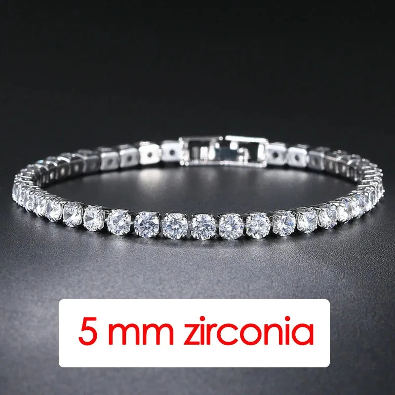 Iced Out Hiphop Tennis Bracelet for Men - Stylish 3/4/5mm Cubic Zirconia Crystal Chain Streetwear Jewelry