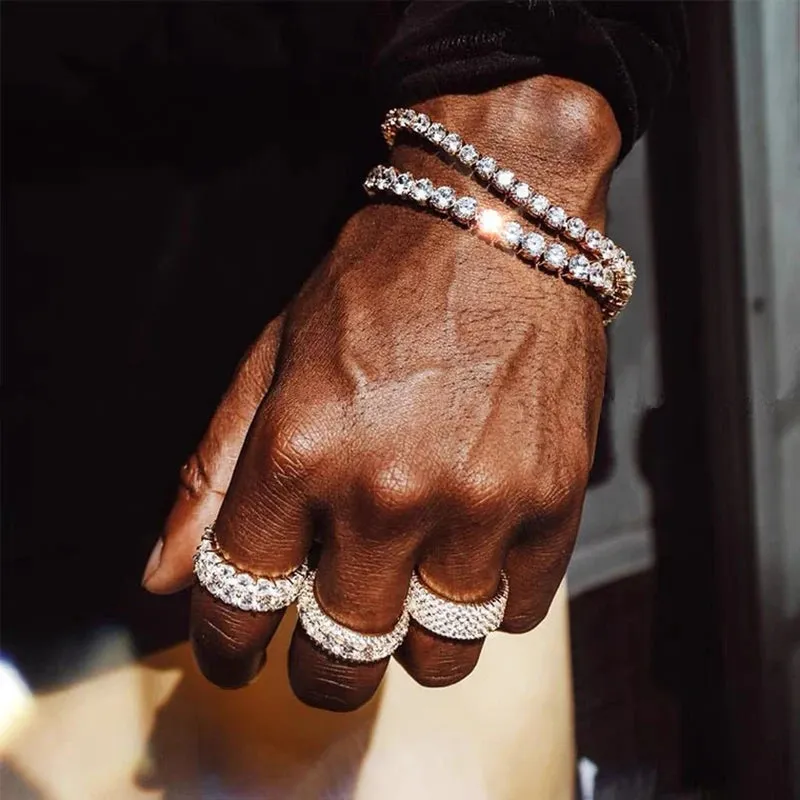 Iced Out Hiphop Tennis Bracelet for Men - Stylish 3/4/5mm Cubic Zirconia Crystal Chain Streetwear Jewelry