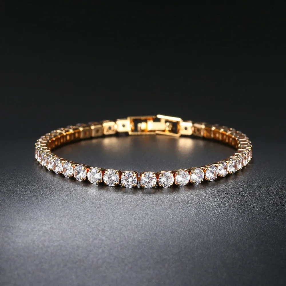 Iced Out Hiphop Tennis Bracelet for Men - Stylish 3/4/5mm Cubic Zirconia Crystal Chain Streetwear Jewelry