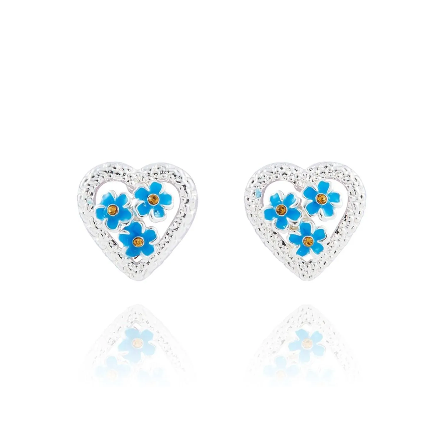 Joe Davies Forget Me Not plated Heart Earrings