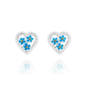 Joe Davies Forget Me Not plated Heart Earrings