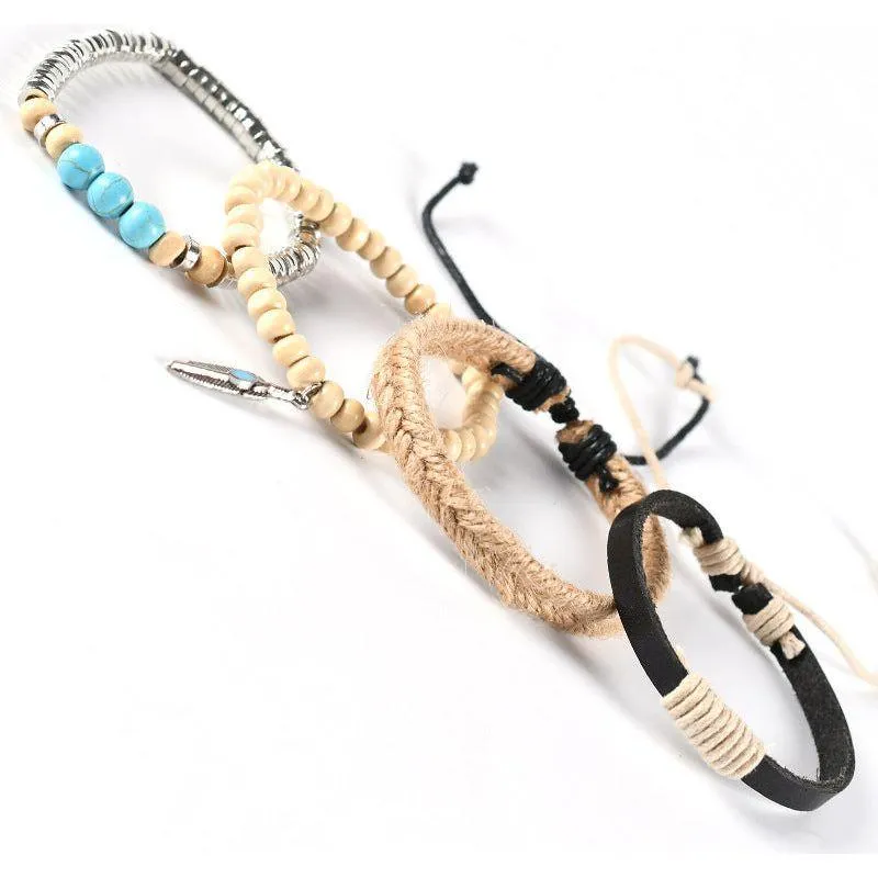 Leather Bracelet Bohemian Feather