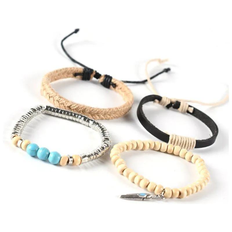 Leather Bracelet Bohemian Feather