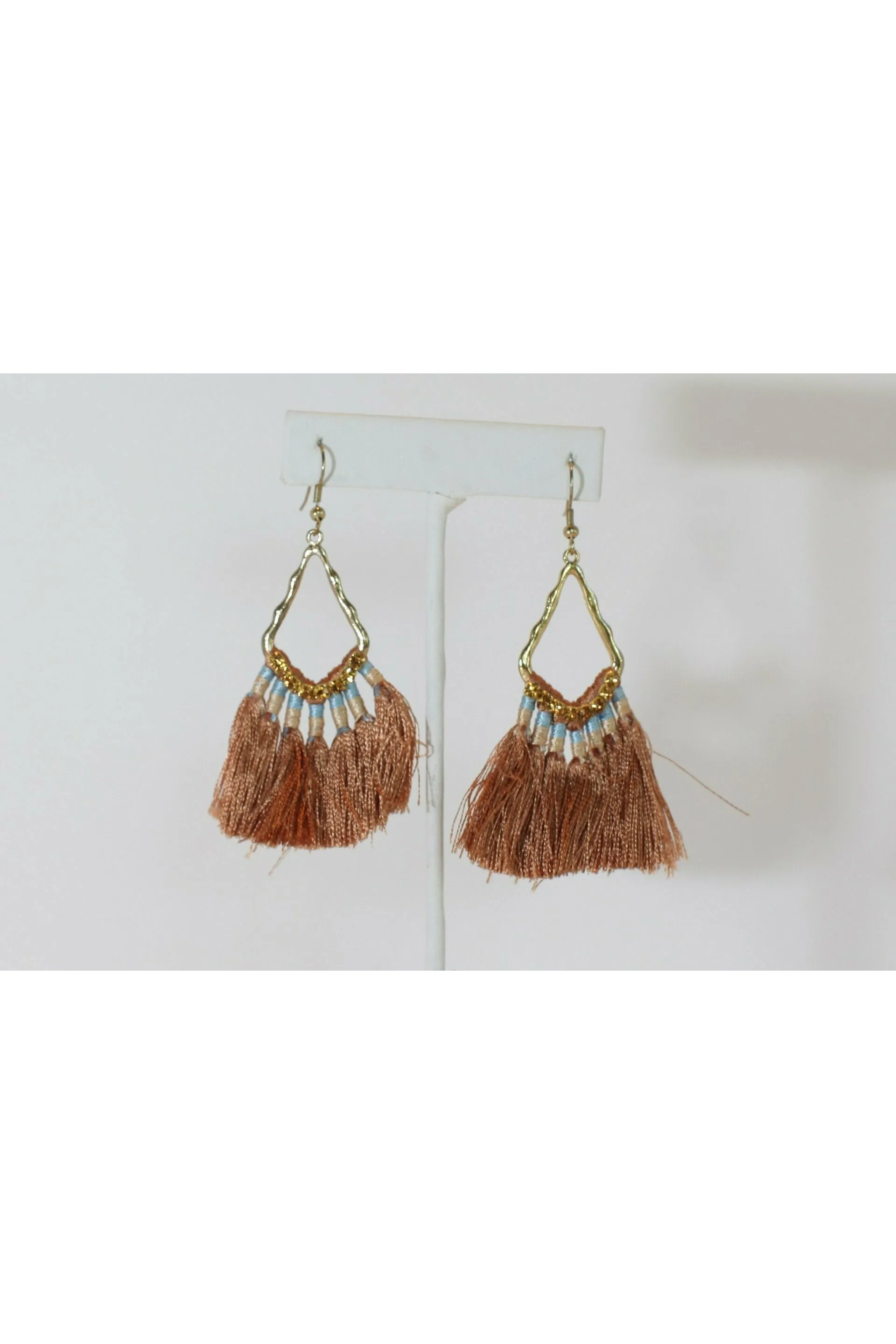 Long Seed Bead Tassel Necklace In Olive Or Brown