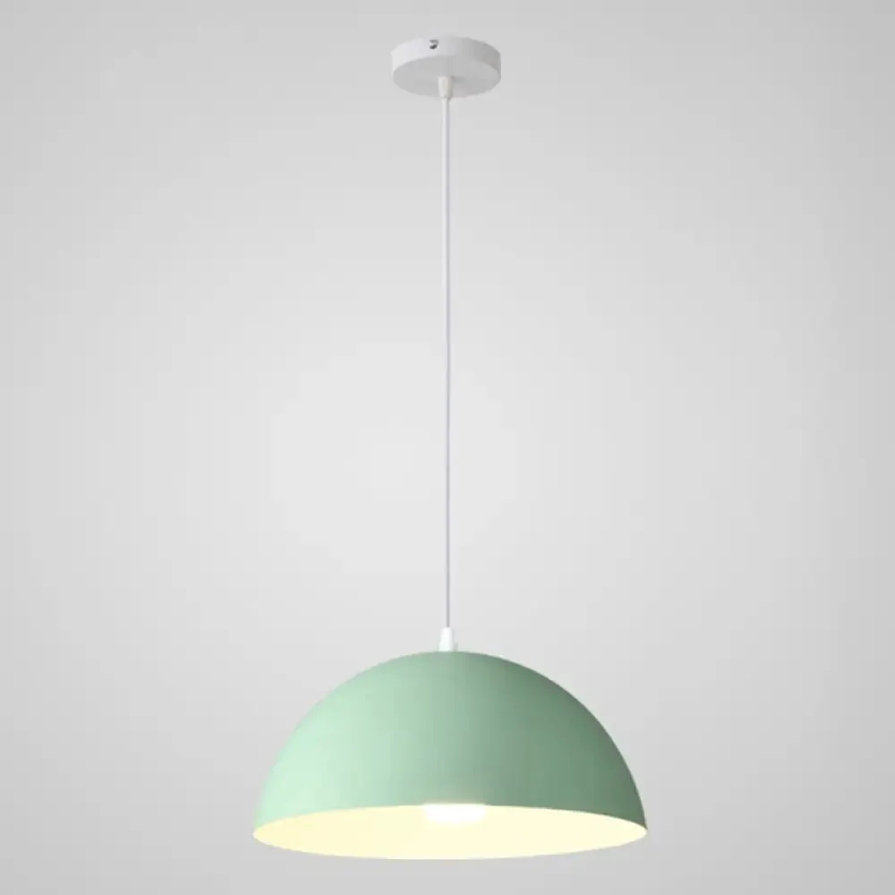Macaron Half Globe Pendant Lamp: 8 Color Options, Metal Hanging Light for Kitchen & Dining Room